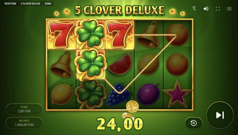 5 Clover Deluxe - βασικό παιχνίδι νίκη